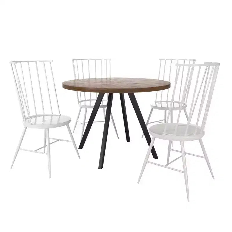 Tavolo da pranzo rotondo Jolana 45 in rovere con ripiano nero e set - iNSPIRE Q