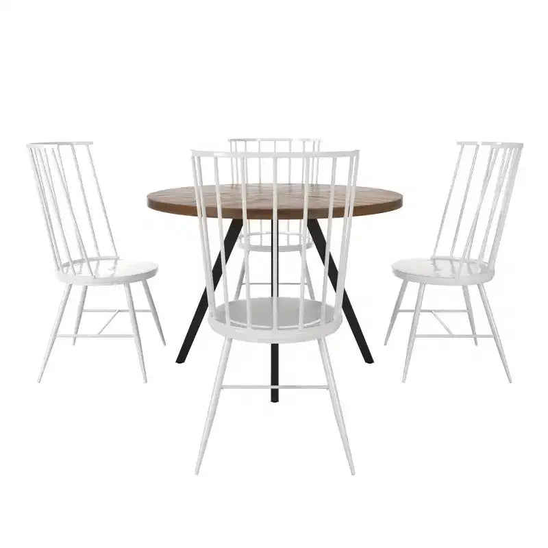 Tavolo da pranzo rotondo Jolana 45 in rovere con ripiano nero e set - iNSPIRE Q