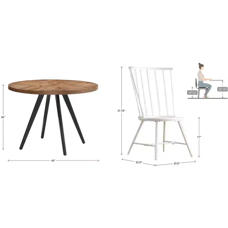 Tavolo da pranzo rotondo Jolana 45 in rovere con ripiano nero e set - iNSPIRE Q