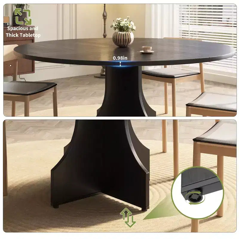 Tavolo da pranzo rotondo da 47 pollici per 4-6 persone, in legno, moderno, circolare, per soggiorno, sala da pranzo, appartamento