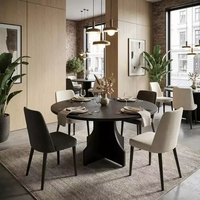 Tavolo da pranzo rotondo da 47 pollici per 4-6 persone, in legno, moderno, circolare, per soggiorno, sala da pranzo, appartamento