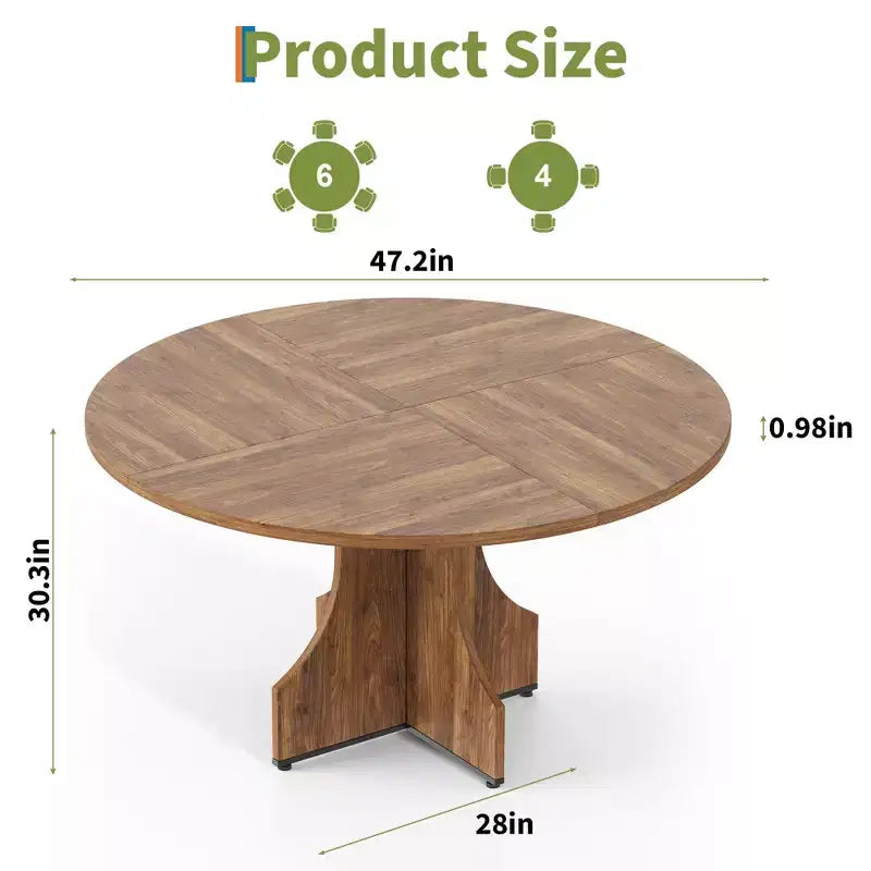Tavolo da pranzo rotondo da 47 pollici per 4-6 persone, in legno, moderno, circolare, per soggiorno, sala da pranzo, appartamento