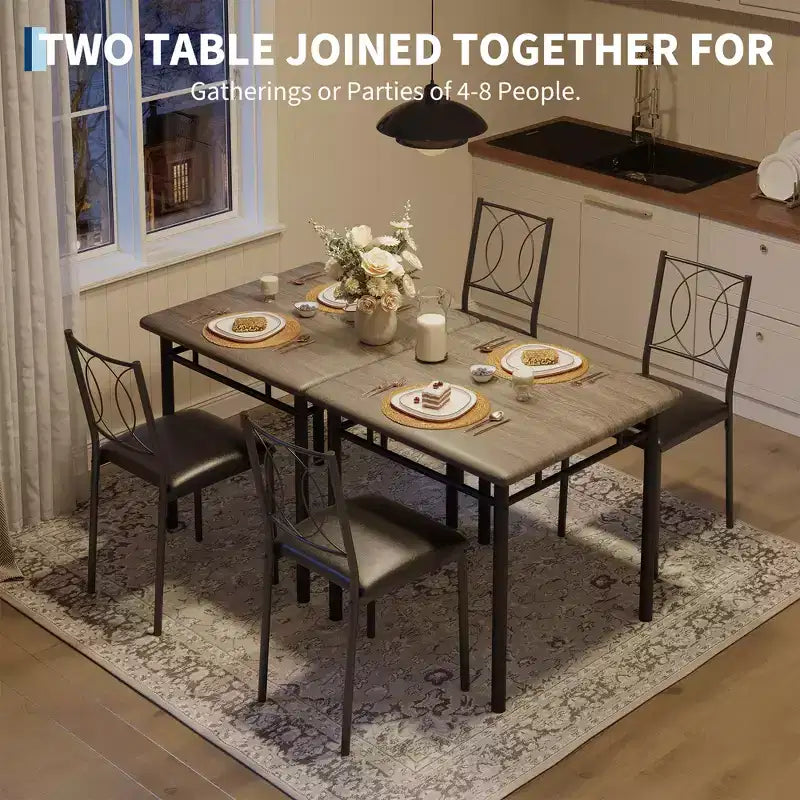 Set da pranzo da 3 pezzi in stile rustico per 2 persone, tavolo da cucina in legno con sedie imbottite, salvaspazio per piccoli appartamenti