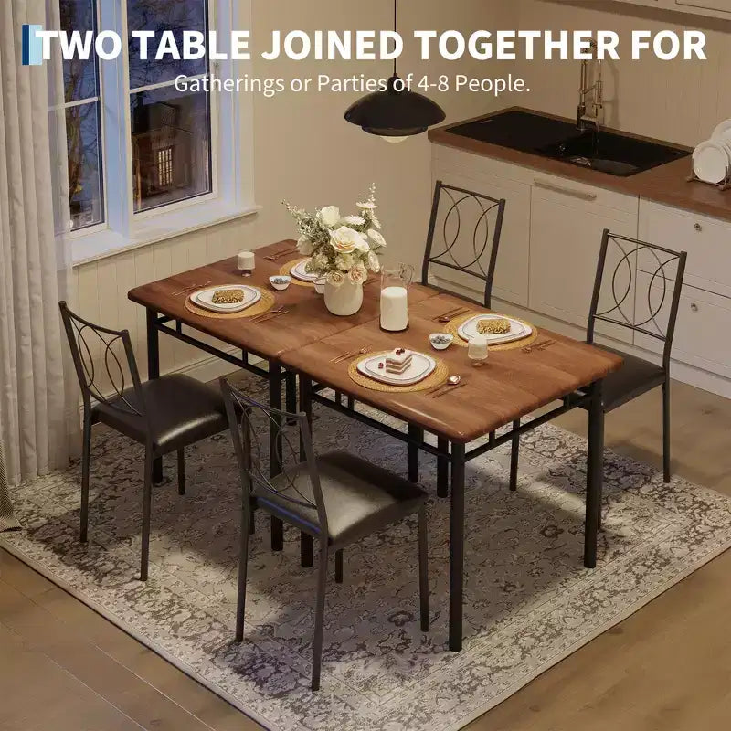 Set da pranzo da 3 pezzi in stile rustico per 2 persone, tavolo da cucina in legno con sedie imbottite, salvaspazio per piccoli appartamenti