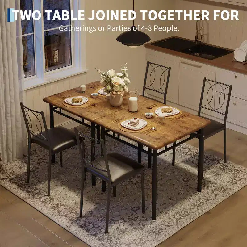 Set da pranzo da 3 pezzi in stile rustico per 2 persone, tavolo da cucina in legno con sedie imbottite, salvaspazio per piccoli appartamenti