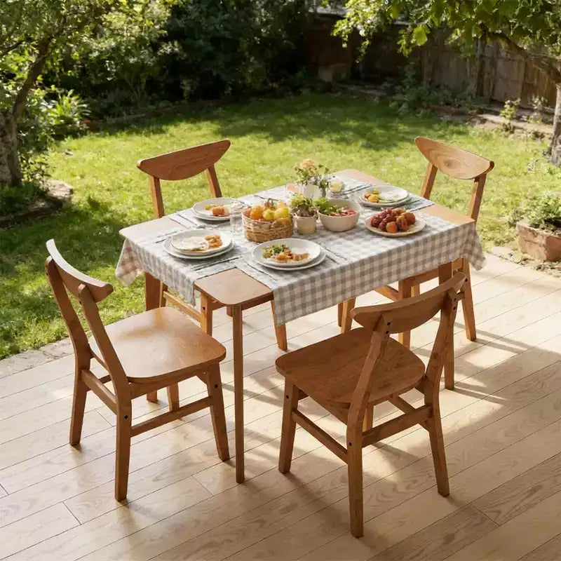 Set da pranzo in legno 5 pezzi, mobili per sala da pranzo, tavolo e 4 sedie noce rustico