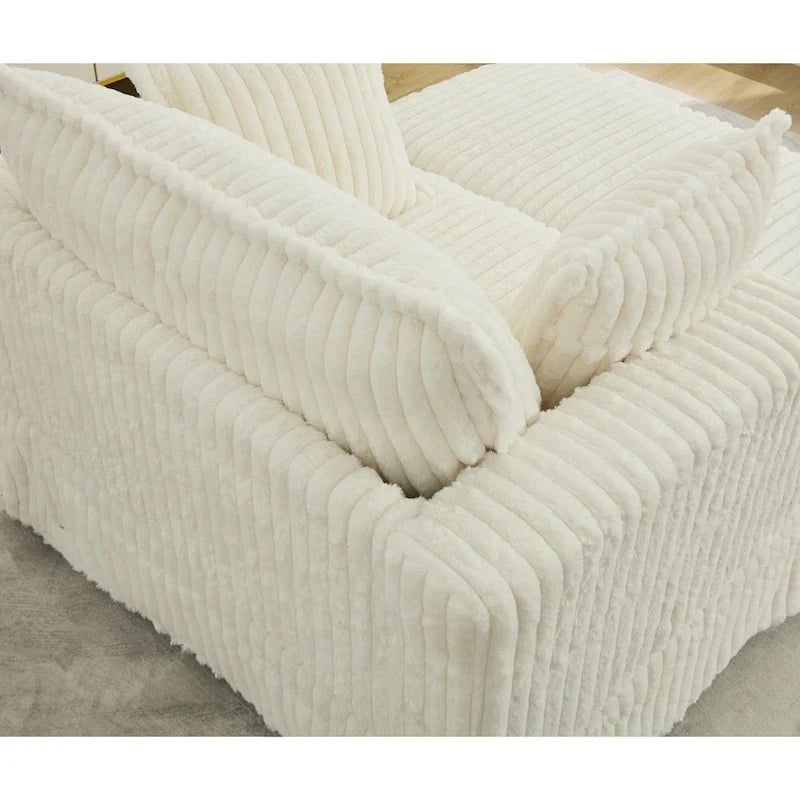 Chaise longue oversize imbottita beige da 47.8 con pouf