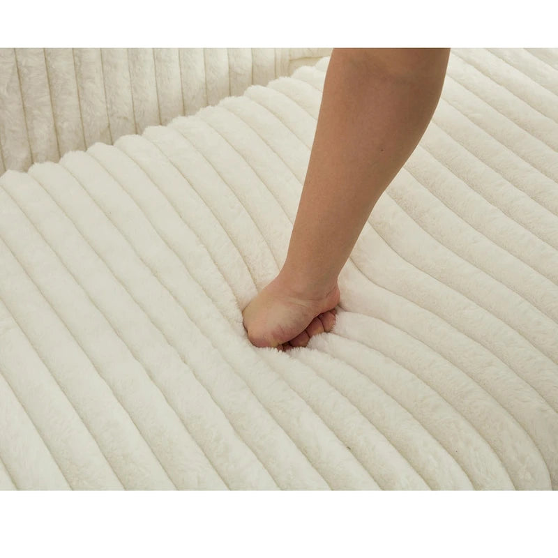 Chaise longue oversize imbottita beige da 47.8 con pouf