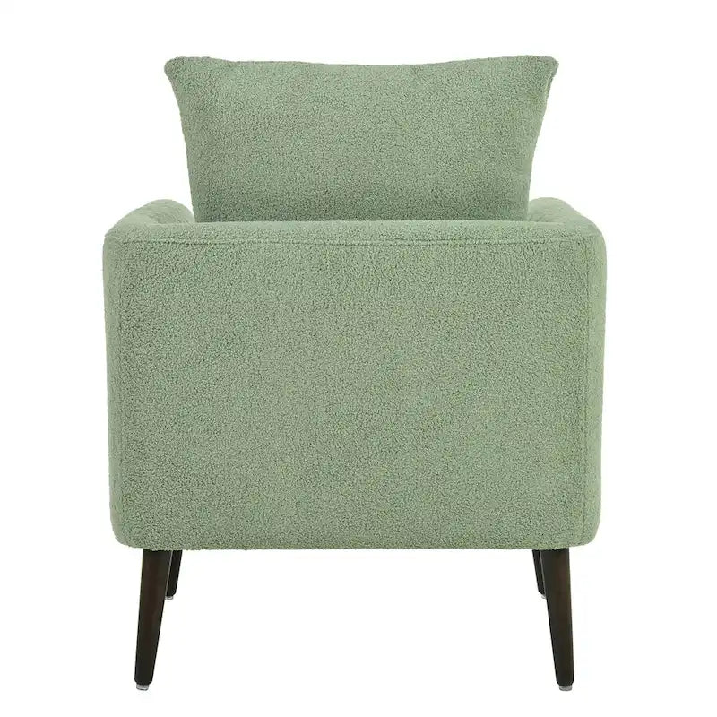 Poltrona imbottita verde 26.77 con gambe in legno massello