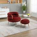 Bordeauxroter moderner Clubsessel mit Hocker, 29.1