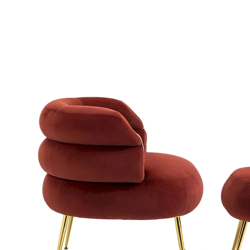 Bordeauxroter moderner Clubsessel mit Hocker, 29.1