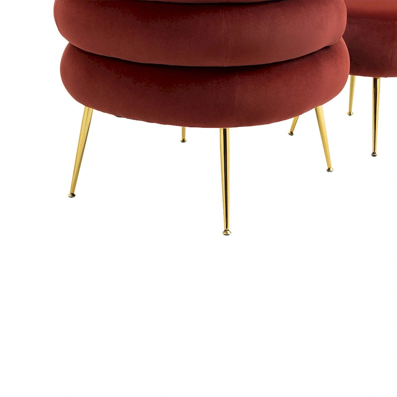 Bordeauxroter moderner Clubsessel mit Hocker, 29.1
