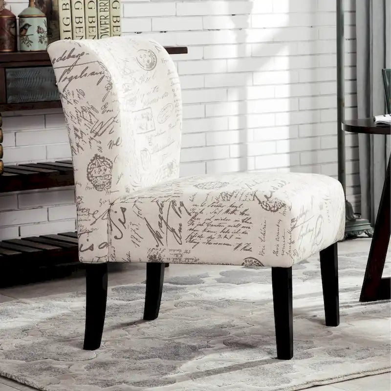 White 29.13 Upholstered Accent Chair with Wood Legs
