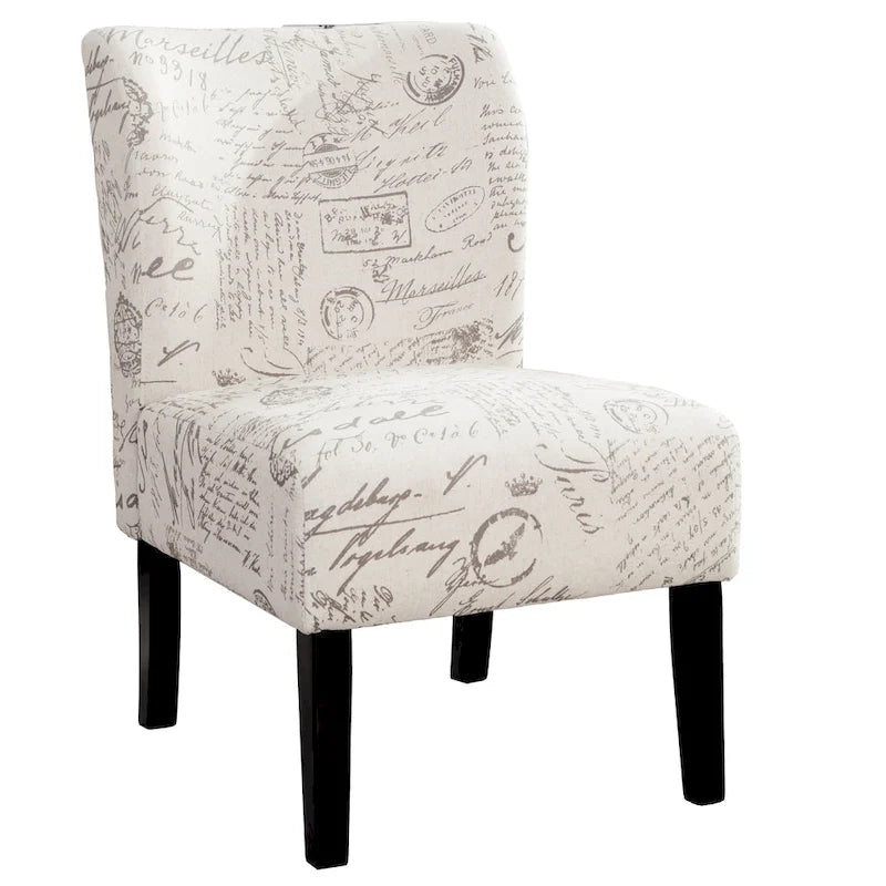 White 29.13 Upholstered Accent Chair with Wood Legs