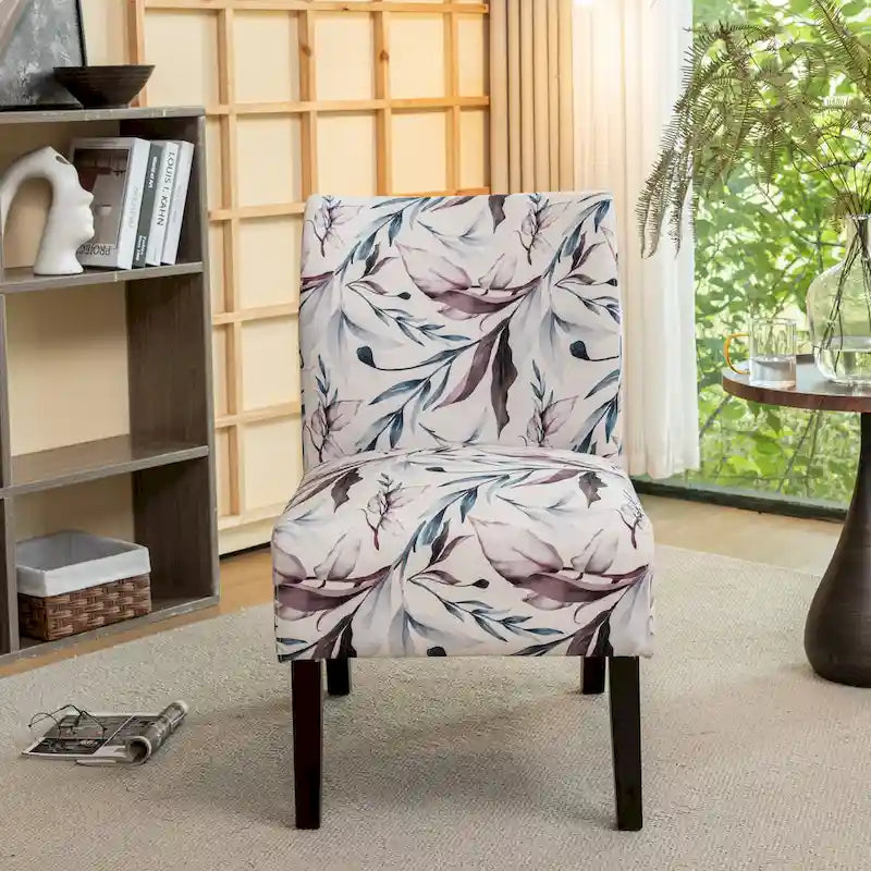 Sedia d'Appoggio Imbottita Floreale Viola 29.13 con Gambe in Legno