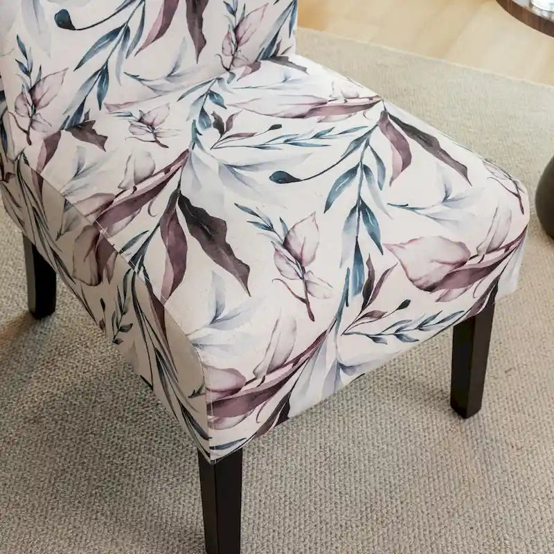 Sedia d'Appoggio Imbottita Floreale Viola 29.13 con Gambe in Legno