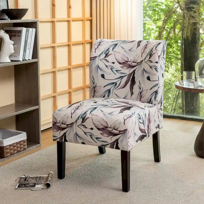 Sedia d'Appoggio Imbottita Floreale Viola 29.13 con Gambe in Legno