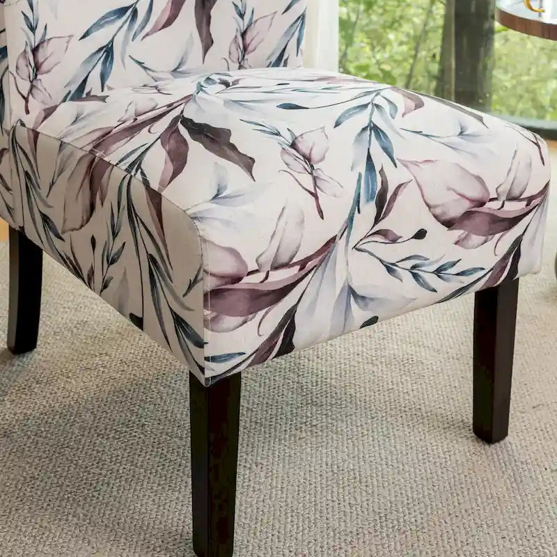 Sedia d'Appoggio Imbottita Floreale Viola 29.13 con Gambe in Legno