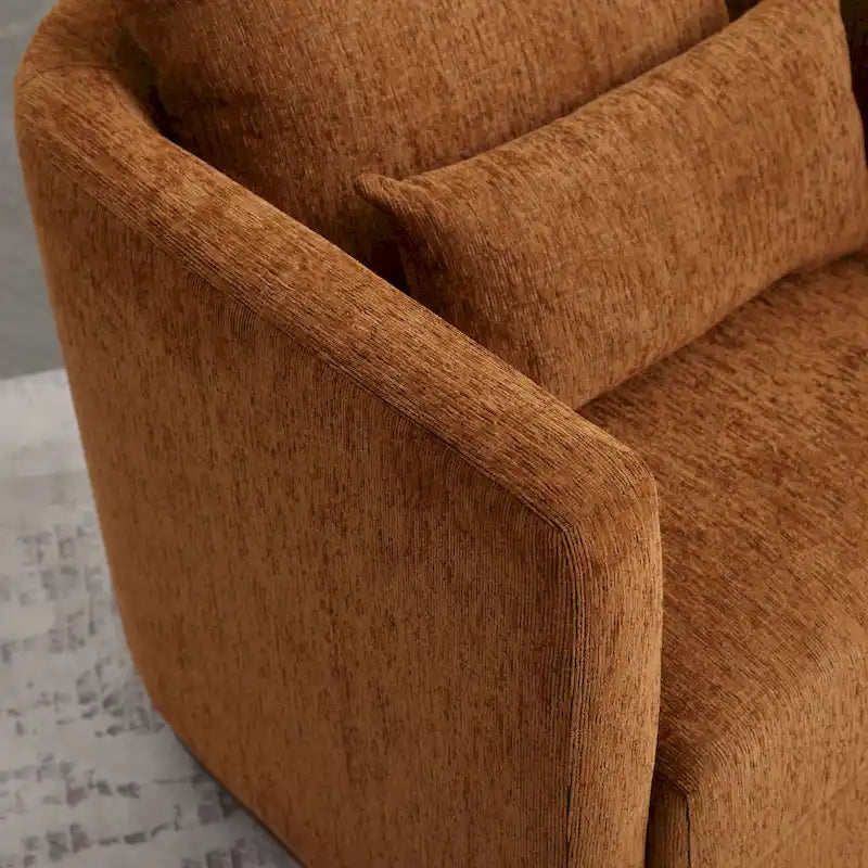 Poltrona girevole decorativa moderna marrone in ciniglia da 31.5
