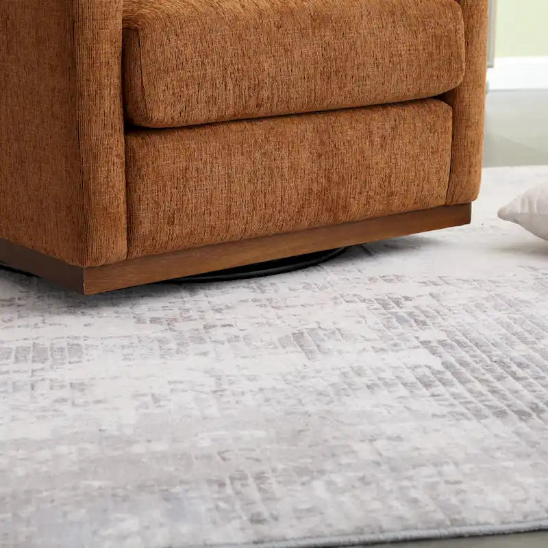 Poltrona girevole decorativa moderna marrone in ciniglia da 31.5