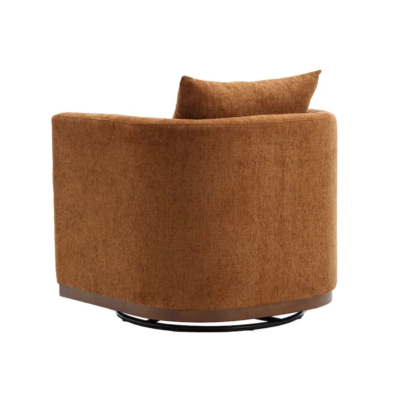 Poltrona girevole decorativa moderna marrone in ciniglia da 31.5
