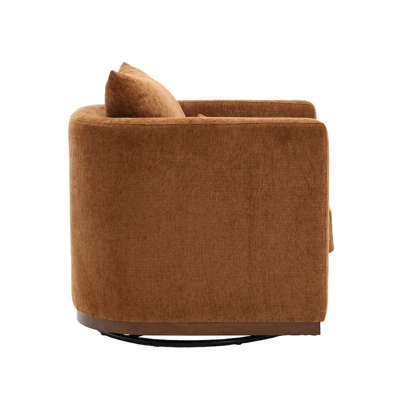 Poltrona girevole decorativa moderna marrone in ciniglia da 31.5