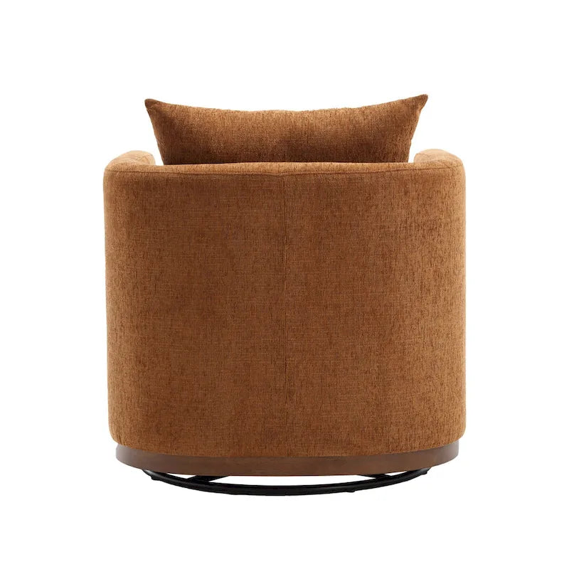 Poltrona girevole decorativa moderna marrone in ciniglia da 31.5