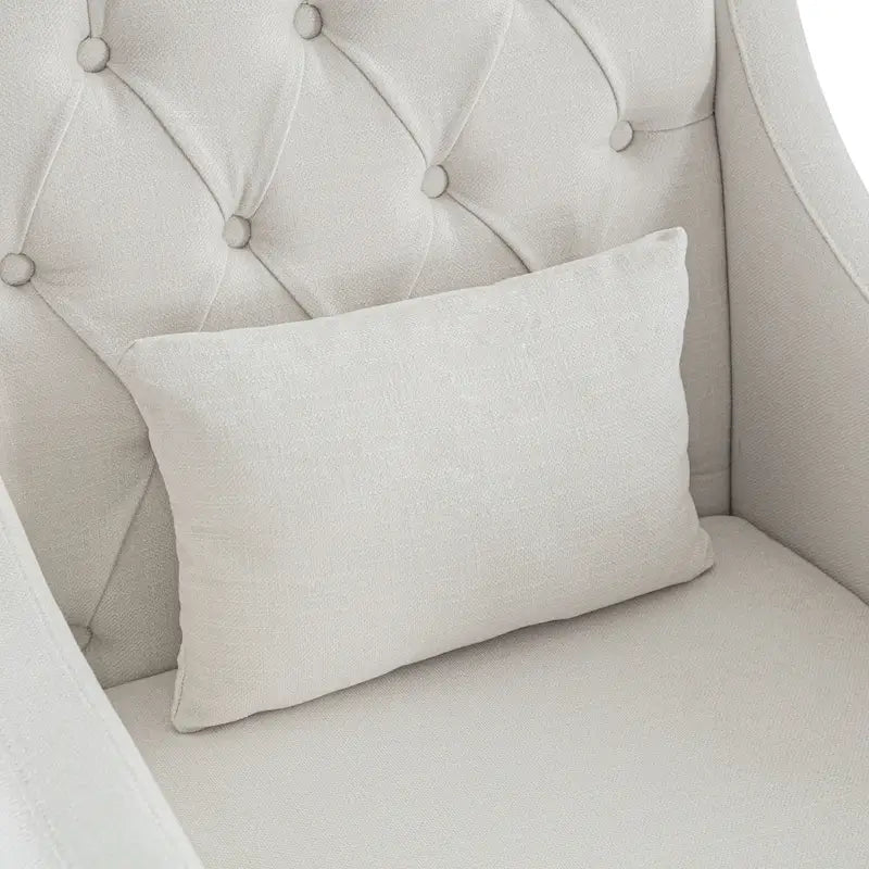 Beige 30 Upholstered Tufted Arm Chair with Lumbar Pillow