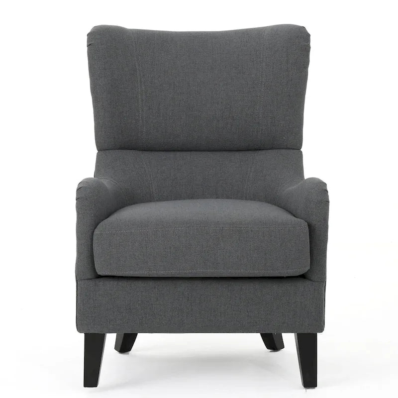Charcoal 27 High Back Accent Chair with Wing Back and Birch Legs