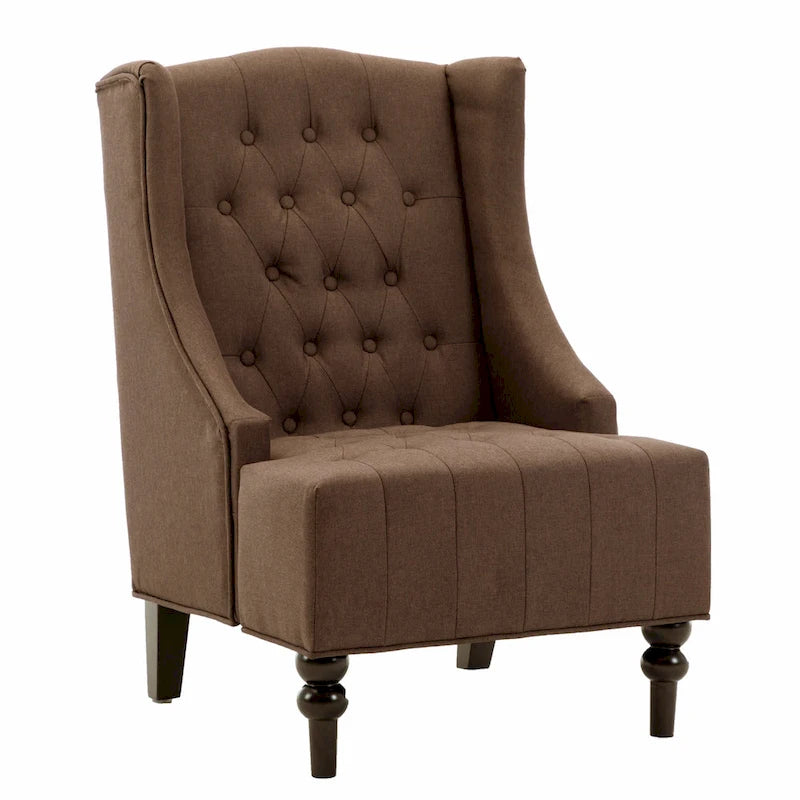 Ohrensessel mit Massivholzgestell, Sessel im Mid-Century-Modern-Stil, Akzentsessel mit extra dicker Rückenlehne