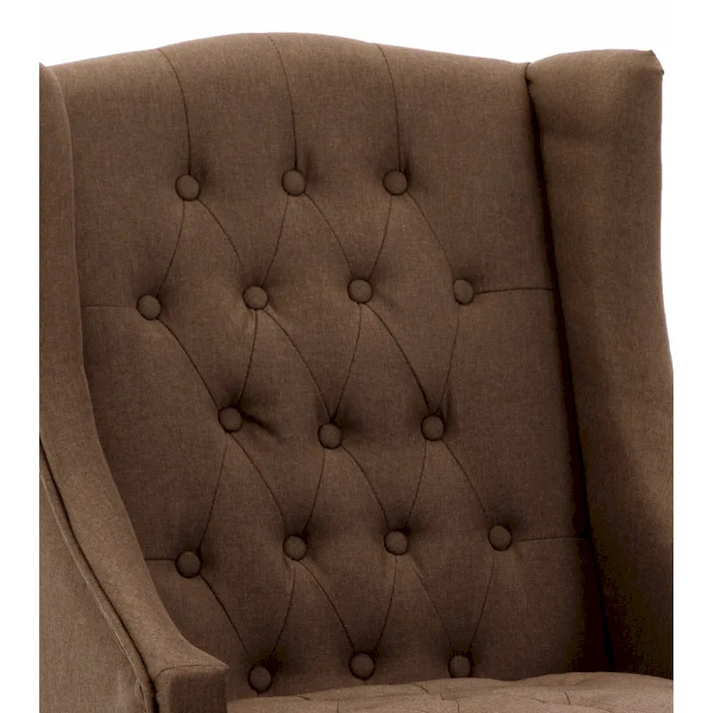 Ohrensessel mit Massivholzgestell, Sessel im Mid-Century-Modern-Stil, Akzentsessel mit extra dicker Rückenlehne