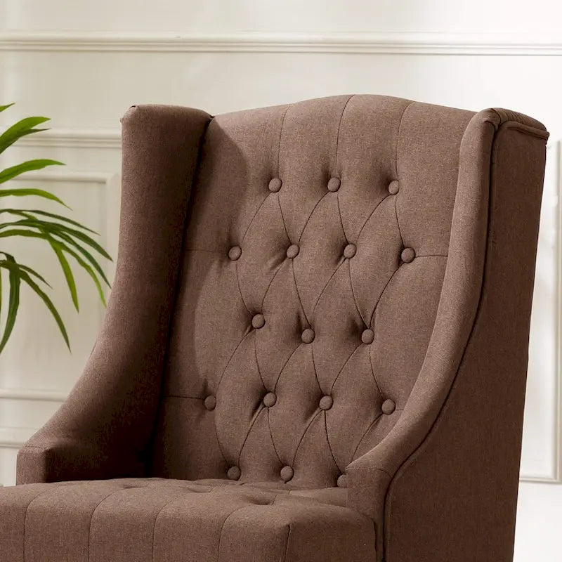 Ohrensessel mit Massivholzgestell, Sessel im Mid-Century-Modern-Stil, Akzentsessel mit extra dicker Rückenlehne