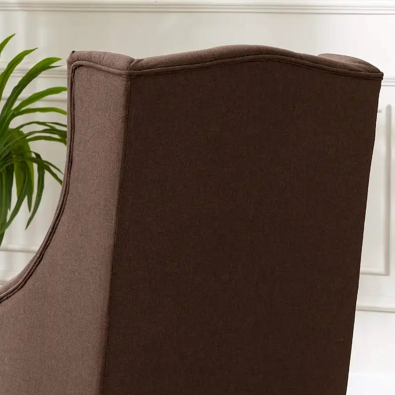Ohrensessel mit Massivholzgestell, Sessel im Mid-Century-Modern-Stil, Akzentsessel mit extra dicker Rückenlehne