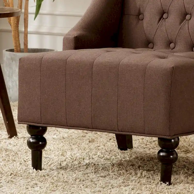 Ohrensessel mit Massivholzgestell, Sessel im Mid-Century-Modern-Stil, Akzentsessel mit extra dicker Rückenlehne