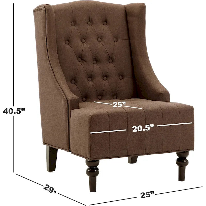 Ohrensessel mit Massivholzgestell, Sessel im Mid-Century-Modern-Stil, Akzentsessel mit extra dicker Rückenlehne
