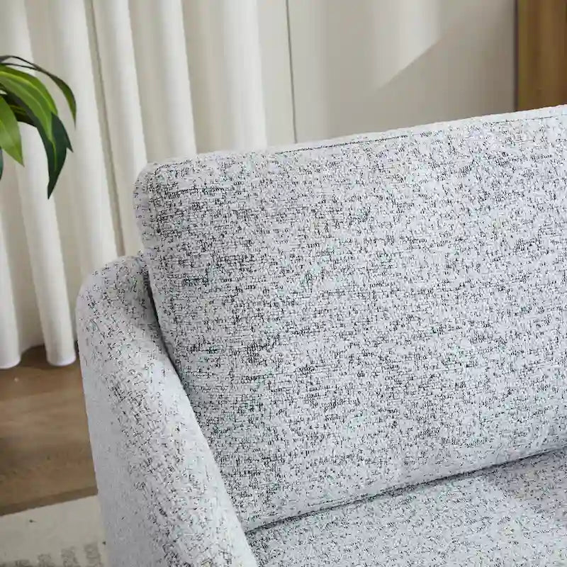 Poltrona decorativa girevole in ciniglia bianca e nera da 31.5 con struttura in legno massello
