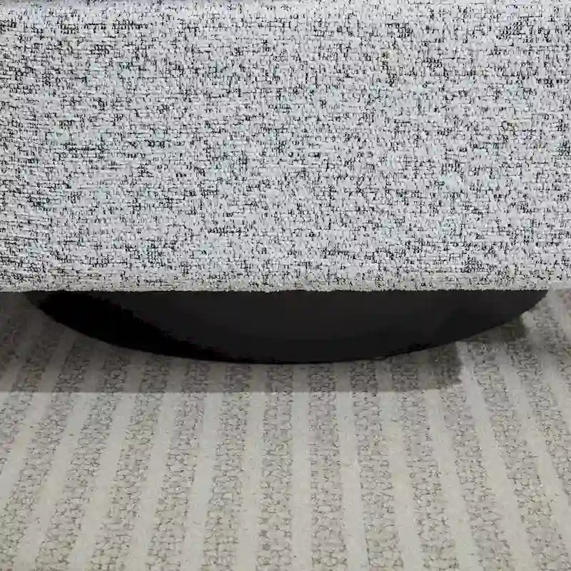 Poltrona decorativa girevole in ciniglia bianca e nera da 31.5 con struttura in legno massello