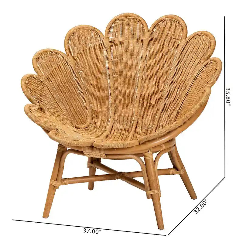 Sedia a forma di fiore Blossom Bohemian Honey Rattan