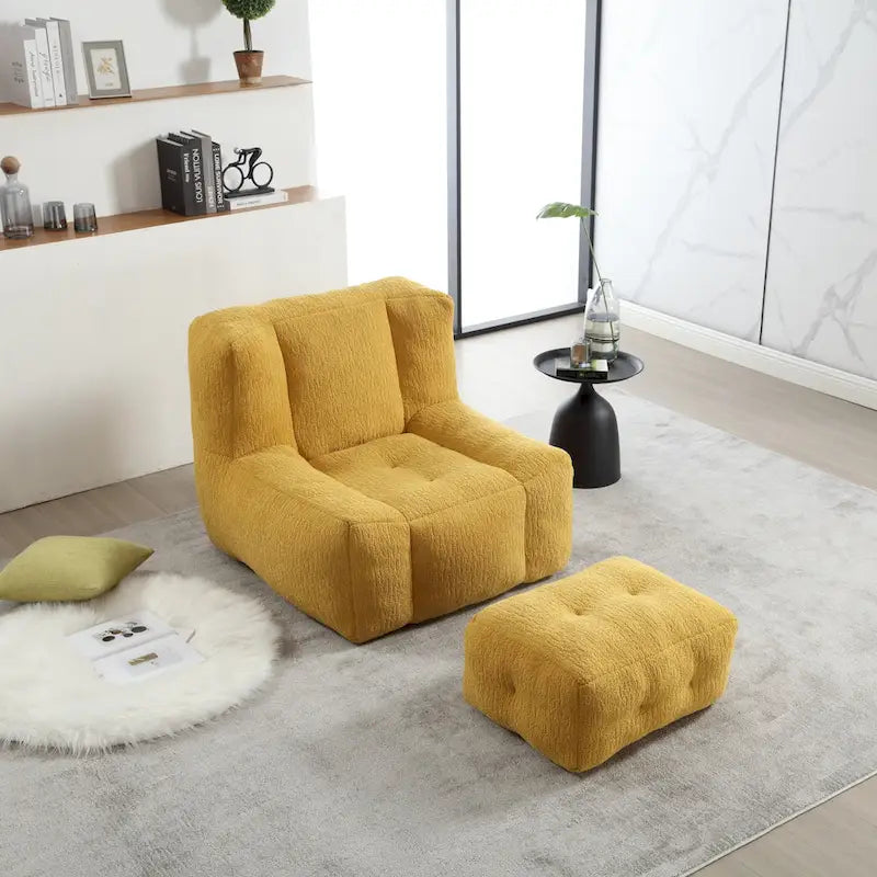 Moderna poltrona reclinabile per adulti con memory foam ad alta densità e 1 poggiapiedi per camera da letto e sala lettura