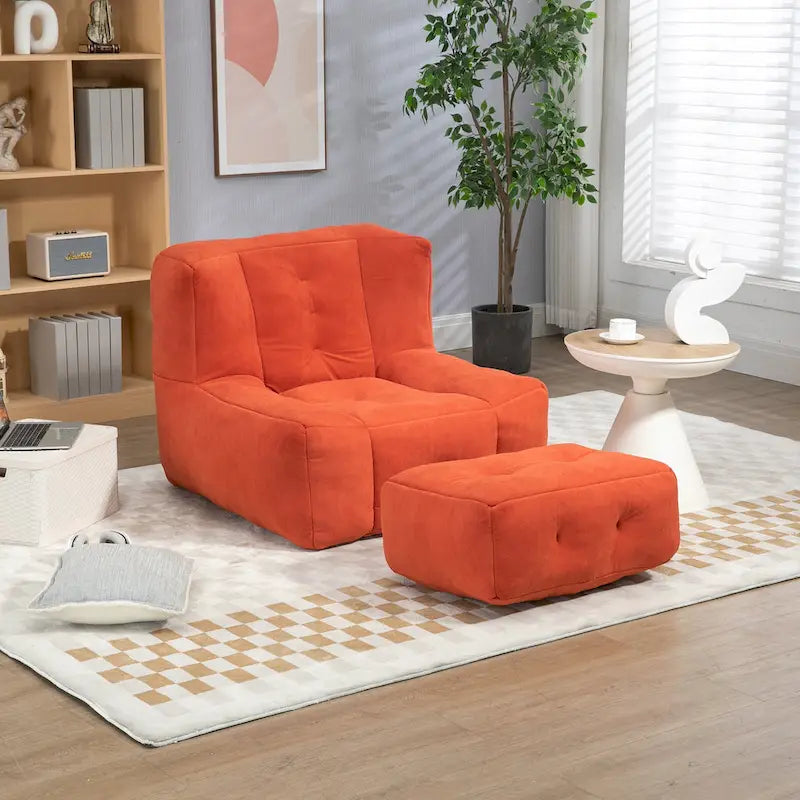 Moderna poltrona reclinabile per adulti con memory foam ad alta densità e 1 poggiapiedi per camera da letto e sala lettura