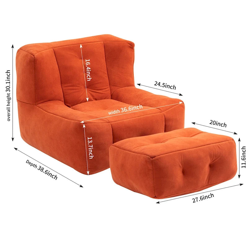Moderna poltrona reclinabile per adulti con memory foam ad alta densità e 1 poggiapiedi per camera da letto e sala lettura