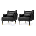 Glitzhome Set di 2 poltrone moderne in similpelle Mid-Century da 75 cm con tasca laterale - 75 L x 81 A x 73 P