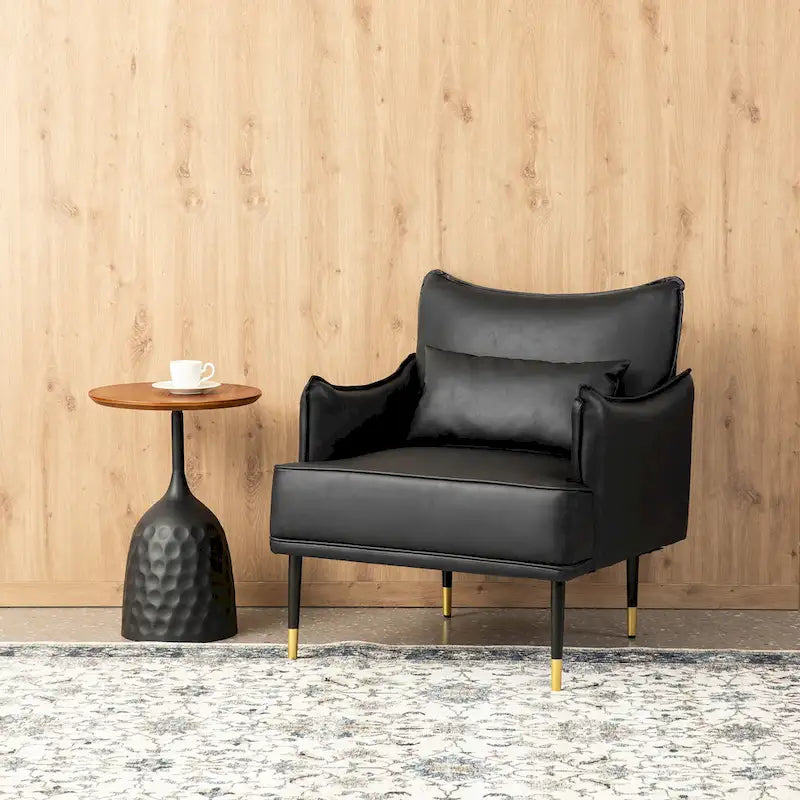 Glitzhome Set di 2 poltrone moderne in similpelle Mid-Century da 75 cm con tasca laterale - 75 L x 81 A x 73 P