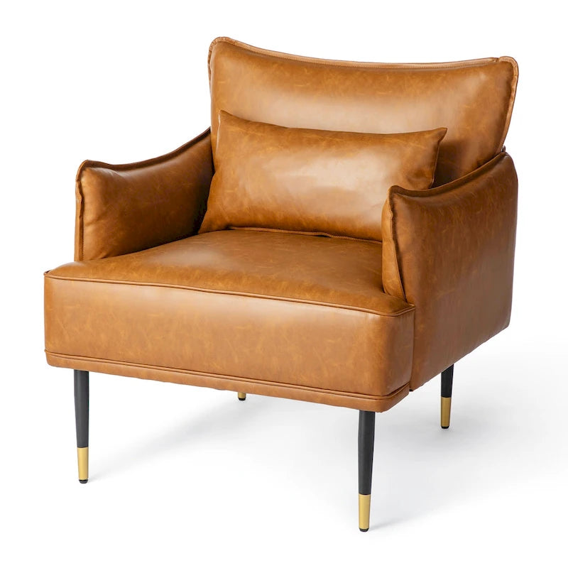 Glitzhome Set di 2 poltrone moderne in similpelle Mid-Century da 75 cm con tasca laterale - 75 L x 81 A x 73 P
