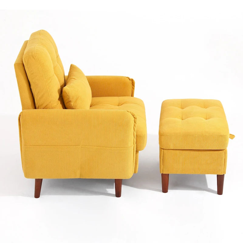 Set poltrona d'accento e pouf contenitore con schienale regolabile