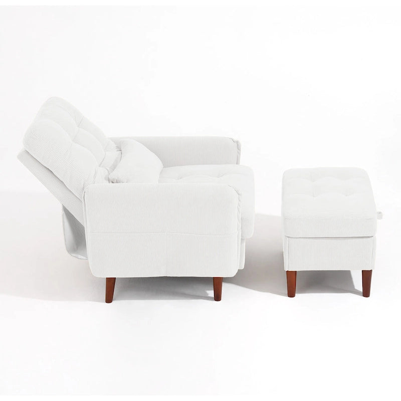 Set poltrona d'accento e pouf contenitore con schienale regolabile