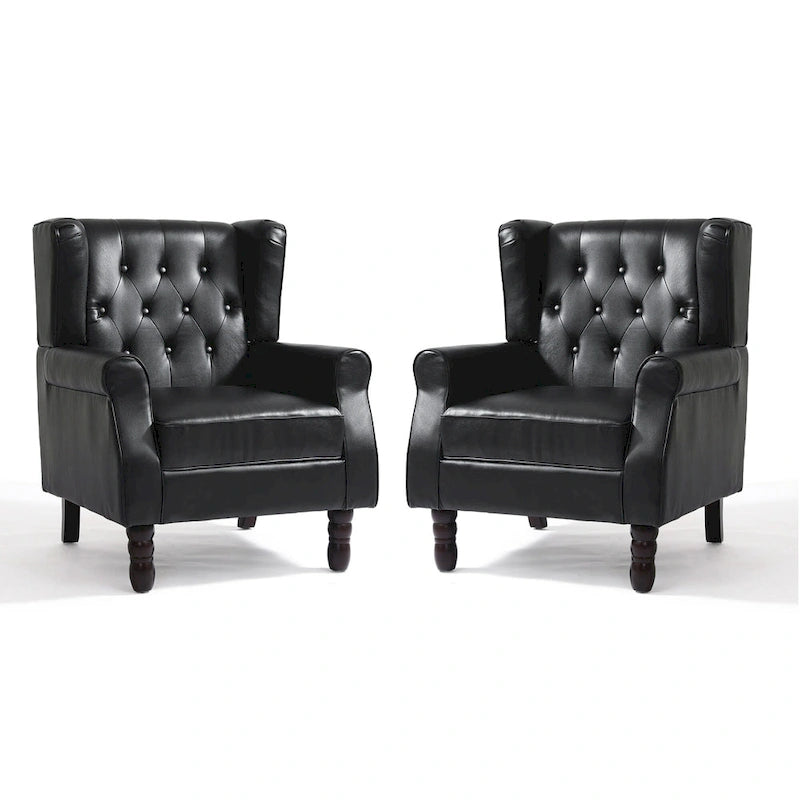 Set di 2 Poltrone Accent Vegane Imbottite con Bottoni