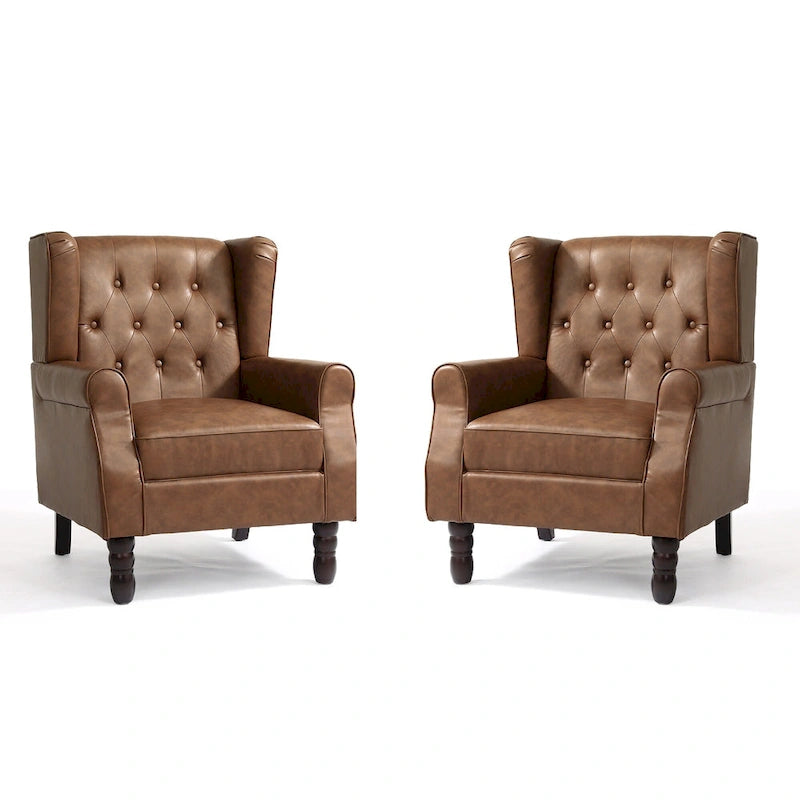 Set di 2 Poltrone Accent Vegane Imbottite con Bottoni