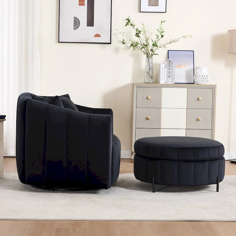 Poltrona girevole moderna da 40,4 W, poltrona singola girevole con pouf