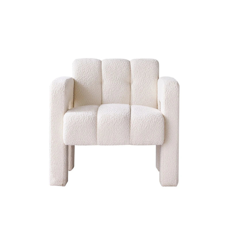 Poltrona imbottita 79 cm larga in boucle, moderna, sedia laterale, comoda, per camera da letto, soggiorno